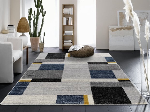 Elastisch huisvrouw achter Grijs blauw vloerkleed voordelig snel online kopen - tapijtenwebshop